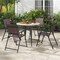 4 Pieces Slatted Design Patio Folding Chairs with Heavy-Duty Metal Frame